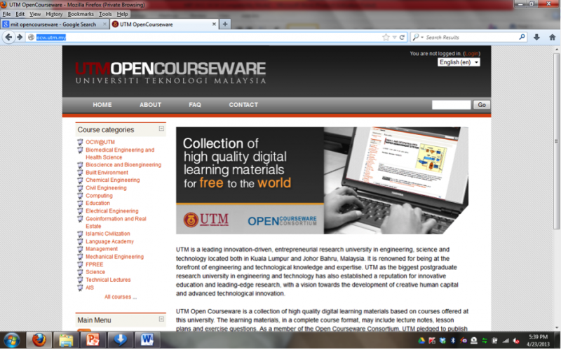 UTM OPEN COURSEWARE New Academia Learning Innovation